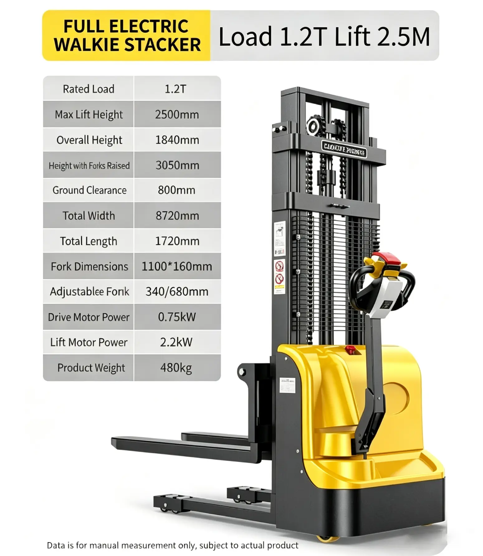 1.2T Täyssähköinen Walkie Stacker